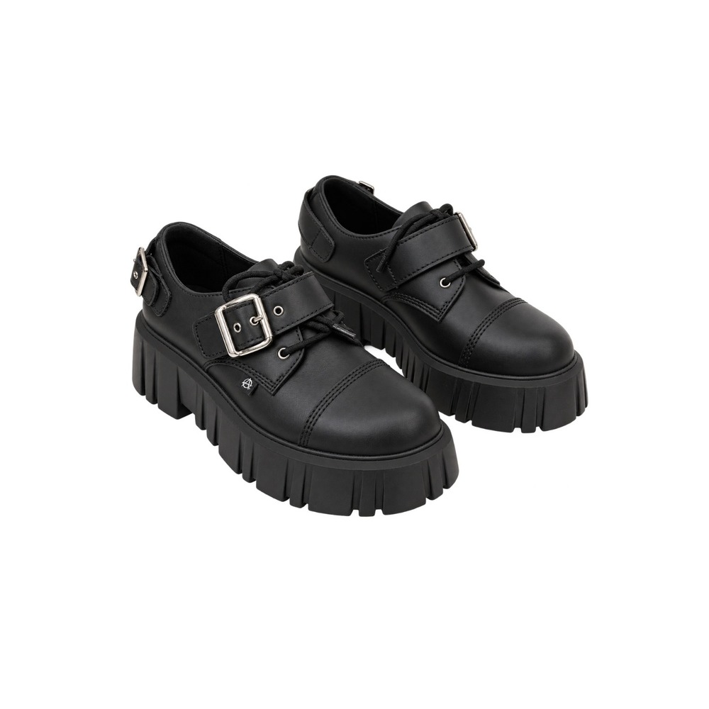 Anarchic by T.U.K. Platform Buckle Lace Up Lug Sole Shoes Mens Black US 7 Grunge